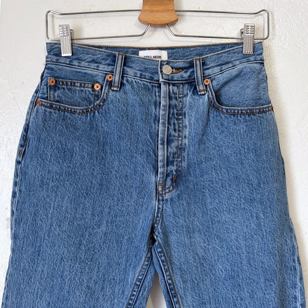 STILL HERE NY Capri Cropped Jeans Classic Blue Denim Size 26 - Picture 7 of 16